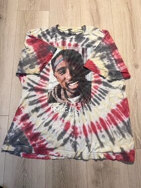 2pac Poetic LiceTie-Dye Tee in Red, Black, Cream